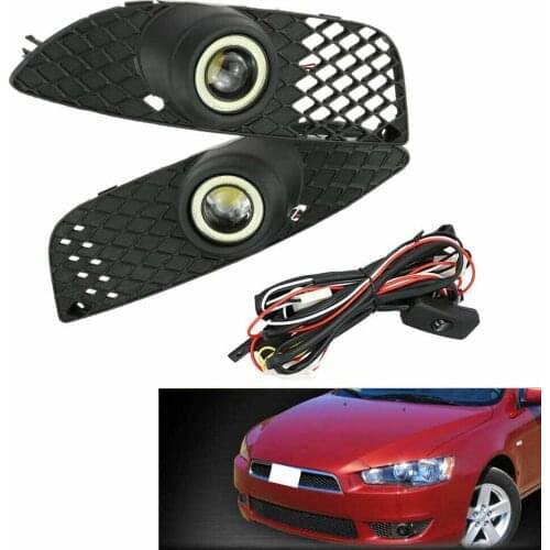 For Mitsubishi Lancer 2008-2014 Bumper Grille Grill Fog Light LED Lamp Angle/Devil Eyes
