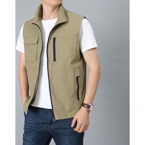 Mens Vest Outdoor Hiking Fishing Quick-dry Sleeveless Jacket Multi-pockets Light-weight Functional Tactical Waistcoat SizeM-6XL