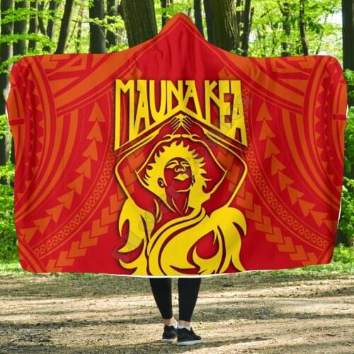 Hawaii Mauna Kea Hooded Blanket Pele Goddess 3D printed Wearable Blanket Adults Kids Various Types Hooded Blanket
