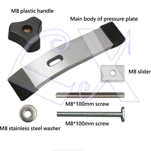 Carpentry Pressboard Clamp Kit Woodworking T Slot Block Clamp and Miter Track Slider Bar Positioning Limiter