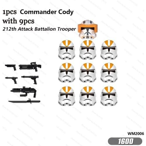 10pcs Commander Cody with Clone 212th Attack Battalion Troopers Building Blocks Bricks Star Action Figure Wars Toys Kids Gifts