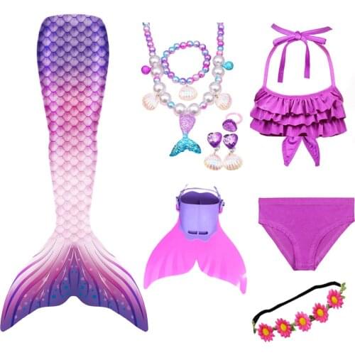Girls Ariel Swim Mermaid Tails for Swimming Costume Kids Children Little Mermaid Swimsuit Swimwear With No MonoFin Cosplay