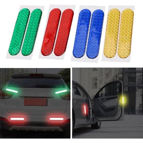 LEEPEE 4 Colors Car Reflective Stickers 2pcs Car Door Sticker Decal Reflective Strips Warning Tape Safety Mark Car-styling