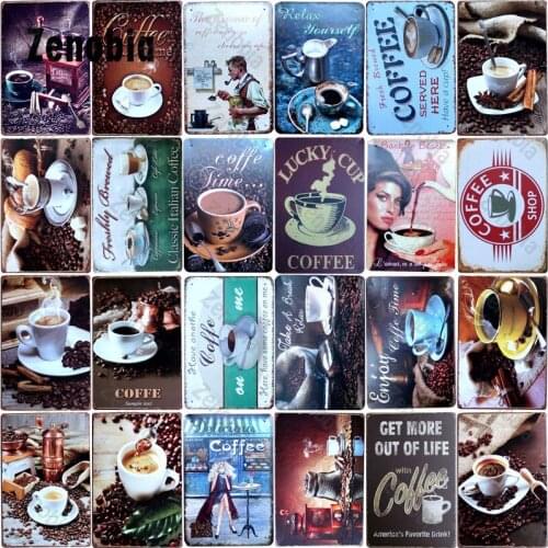 Coffee Metal Sign Vintage Plaque Bar Pub Cafe Decoration Retro Metal Posters Wall Stickers Decorative Tin Plates Home Wall Decor