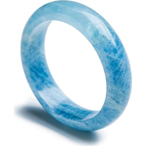 Fashion Crystal Bangles For Women Genuine Blue Transparent Round Gems Natural Stone Bangle Inner Diameter 60mm