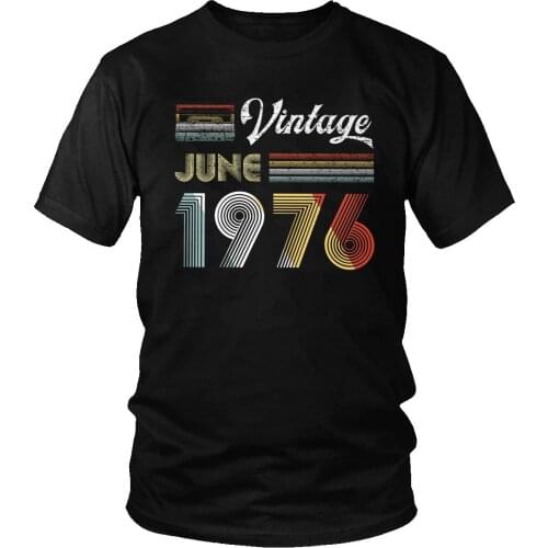 Fashion Latest Tee Top Men Eco Cotton Vintage June 1976 Cassette Tape Shirt Short Sleeve 44 Years Old 44th Birthday Gift T-Shirt