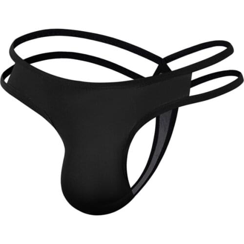 Sexy Men Underwear Gay Slip Double G-string Thong Penis Bikini Hot Soft Underpants Comfortable Low Waist Solid Color Thongs