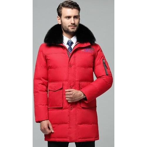Mens Down Jacket Long Winter Coat Men Real Fox Fur Collar Plus Size Puffer Jacket Warm Doudoune Homme 8188-8 KJ3050