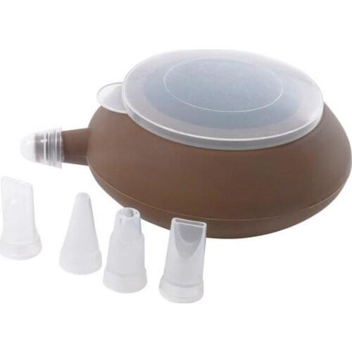 Cake Decoration Set Brown Tea-pot Shaped Large Size Decorating Pot With 5 Nozzles Macaron Silicone Pot Pastry Tools Baking Tool