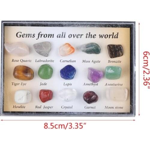 15 Pieces Colors Polished Stone Collection Set Mineral Specimen P31E
