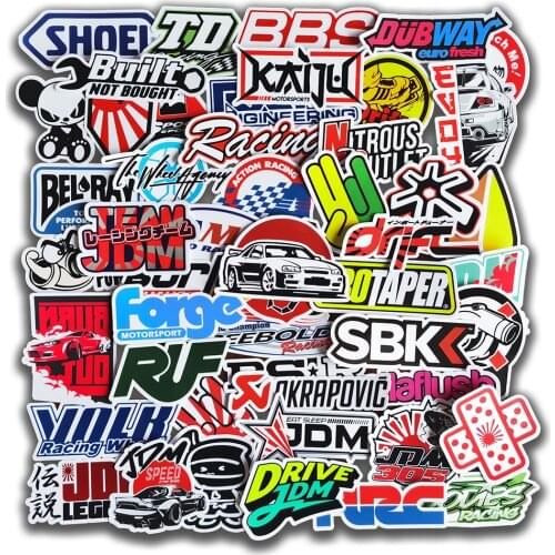 10/50/100pcs Cool Car Styling JDM Modification Stickers for Bumper Bicycle Helmet Motorcycle Mixed Vinyl Decals Sticker Bomb