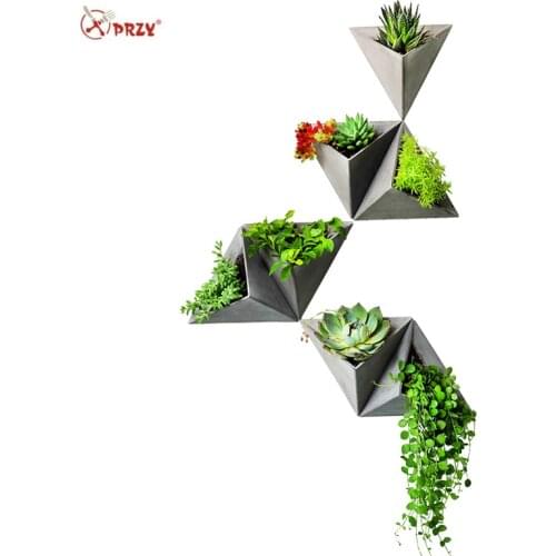 Triangle-shape Wall hanging cement flowerpot silicone mold silicone concrete pot molds for home decorations S9035