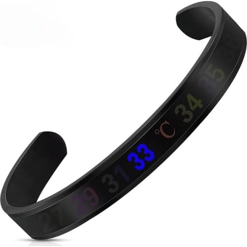 2021 New Smart Sensor Body Temperature Ring Stainless Steel Fashion Display Real-time Temperature Test Finger Bracelet Jewelry