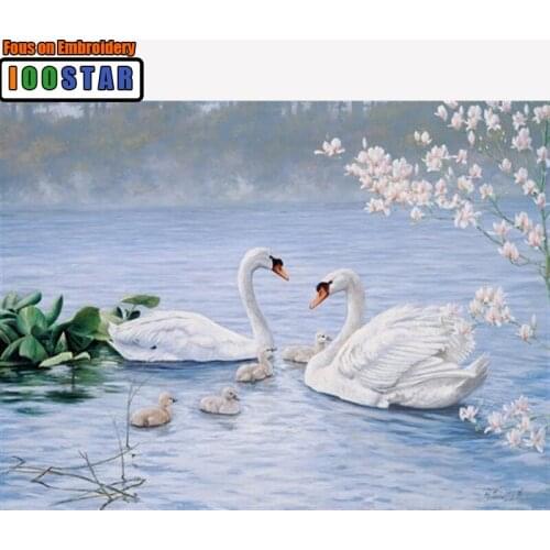 NEW 3D Diamond Painting Cross Stitch Happiness Swan Lake Crystal Needlework Diamond Embroidery Full Diamond Decorative