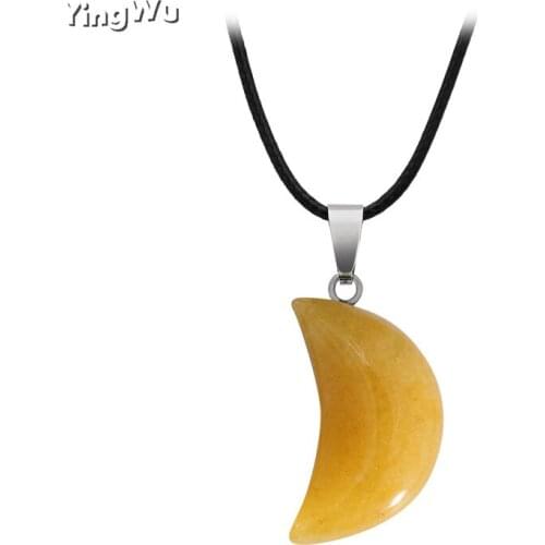 Yingwu Crescent Moon Shape Quartz Stone Choker Necklaces Women Natural Stone Crystal Pendant Necklace men Amulet Healing 5ps Lot