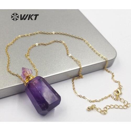 WT-N1177 double circle hook gradient ramp Necklace gold electroplate natural stone perfume bottle Necklace fashion women Jewelry