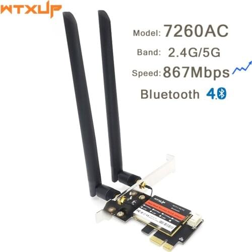 PCi Express 7260AC 2,4G/5G двухдиапазонный 7260HMW 867 Мбит/с беспроводной PCI-E Wi-Fi Bluetooth 4,0 7260 WIFI карта настольная