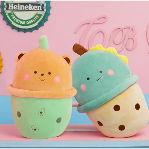 50cm Boba Plush Doll Soft Animal Bubble Tea Cylindrical Pillow Warming Hand Muffs Hugging Toy For Home Office