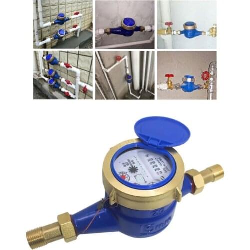 E5BE Water Meter Cold Water Meter Metal 20mm Water Flow Meter with Fittings Garden