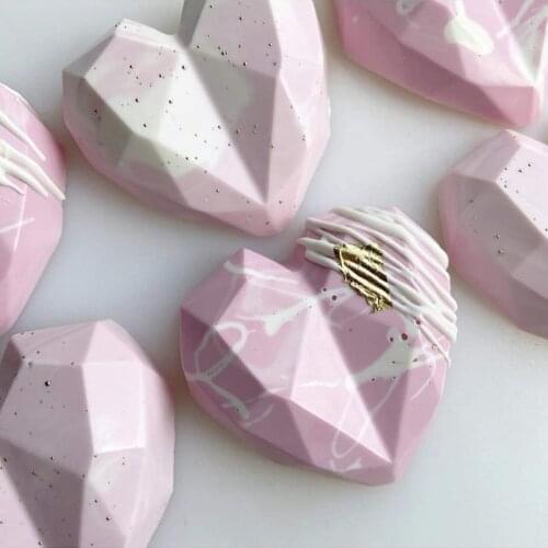 Silicone Mold Cake Decorating Tool 3D Diamond Heart-shaped Sphere Cake Mold Muffin Chocolate Cookie Baking Mould Pan