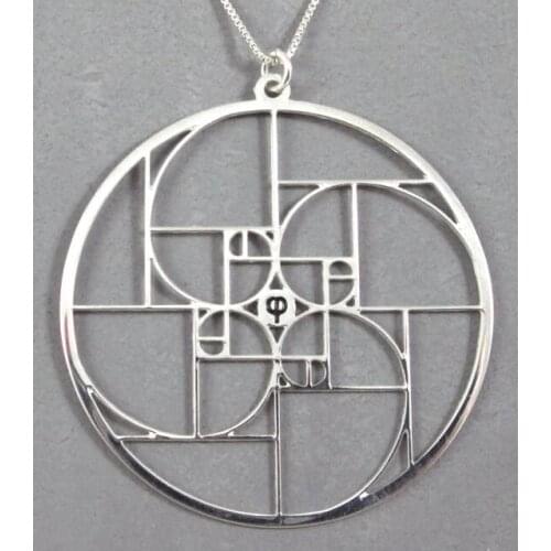 Fibonacci spiral in a circle - Golden spiral - golden ratio - geometry gift - science pendant free ship 12pcs/lot