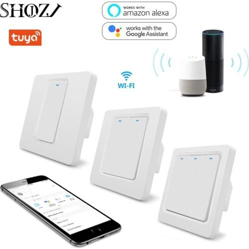 Tuya WiFi Switch EU 86 Wall Switch 1 2 3 Gang Alexa Compatible Light Switch No Neutral Wire Required 110V 220V Google Home