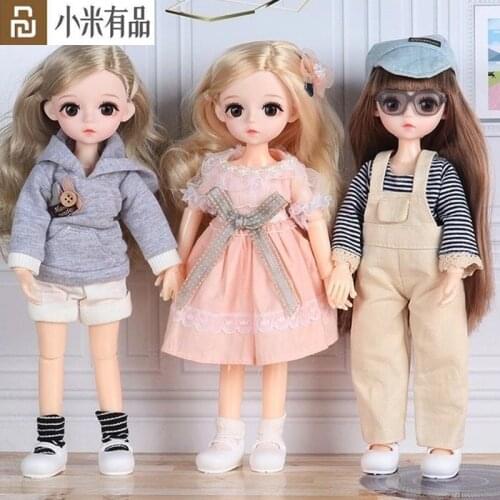 Youpin BJD Doll 30cm Mini Doll 13 Movable Joints Princess Clothes Suit Accessories Nude Decoration Multicolor Hair Girl Gift Toy