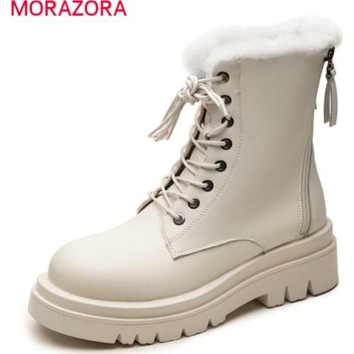 MORAZORA 2021 New Arrival Women Boots Comfortable Keep Warm Fashion Ankle Boots Square Heels Round Toe Winter Boots