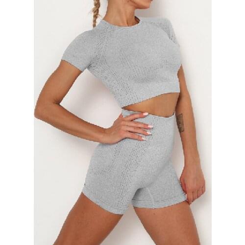 2 Piece Set Women Seamless Energy Sport Sets Women Sports Bra Fitness Clothing+High Waist Gym Shorts Sport Suit Wear Workout Set