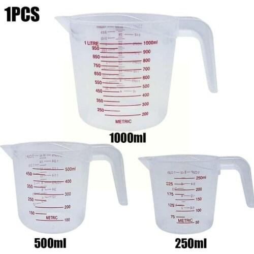 1pc Plastic Measuring Cup Maatbeker Kruik Giet Uitloop Oppervlak Levert Tool Met 250/500/100ml Keuken Cup Kwaliteit E8G2
