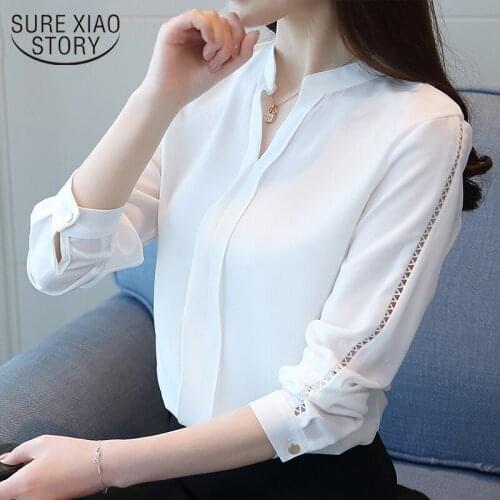 2021 chiffon blouse shirt long sleeve solid blue OL blouse women tops Fashion woman blouse blusa feminina shirt women 0913 40