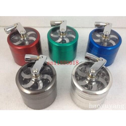 30pcs/lot 4 layers Metal Teeth Herb Grinder machine Herbal smoking tobacco hookah pipe Hand crank