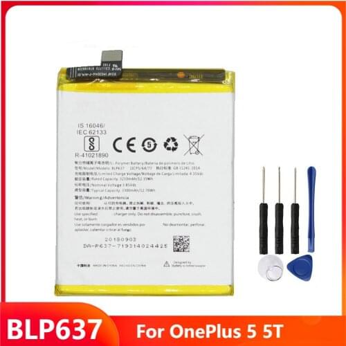 Original Replacement Phone Battery BLP637 For OnePlus 5 5T One Plus 1+5 1+5T Genuine Rechargable Batteries 3300mAh With Tools