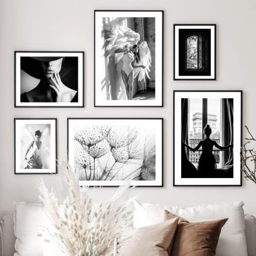 Angel Girl Dandelion Retro French Window Wall Art Canvas Painting Nordic Posters And Prints Wall Pictures For Living Room Decor