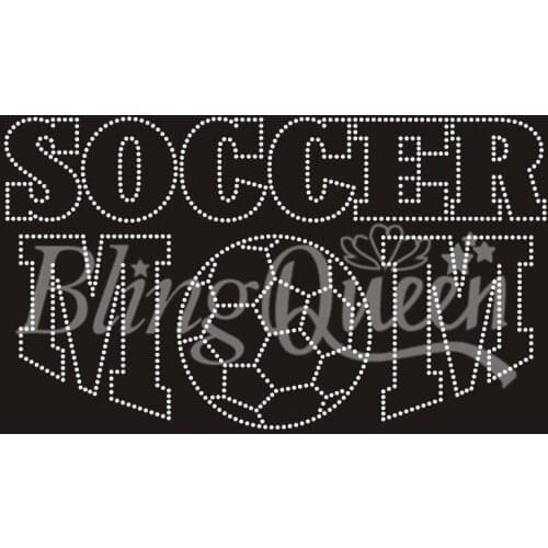 BlingQueen 25PCS/LOT Korean Quality Iron On Crystal Transfers Soccer Mom Design