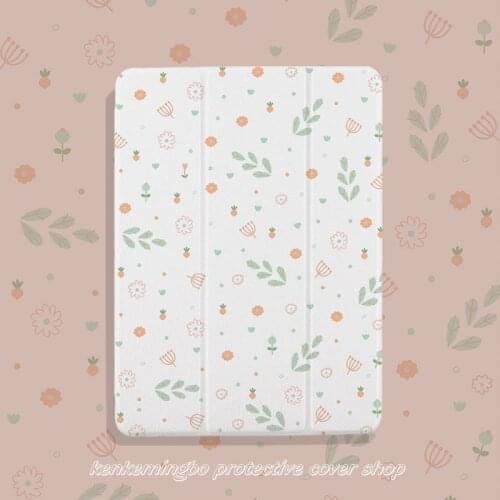 For Ipad Pro 12 9 11 Mini 5 10 2 Air 3 Case 2020 Simple Literary Broken Flower Anti-fall Three-fold Shell with Pen Slot