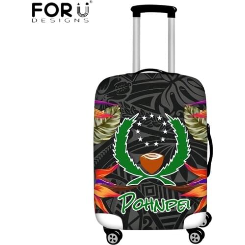 FORUDESIGNS Travel Suitcase Case Elastic Dust Luggage Cover Pohnpei Tropical Flower Polynesian Print Baggage Protector Covers