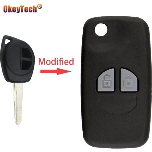 OkeyTech 2 Buttons Modified Flip Folding Replacement Car Key Shell for SUZUKI SWIFT SX4 ALTO VITARA IGNIS JIMNY Splash FOB Case