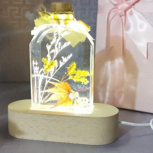 Wooden 3D Night Light Base Wooden Light Base Bottle Night Light Plug in Home Living Room Decoration Decor for Room Lights Gifts