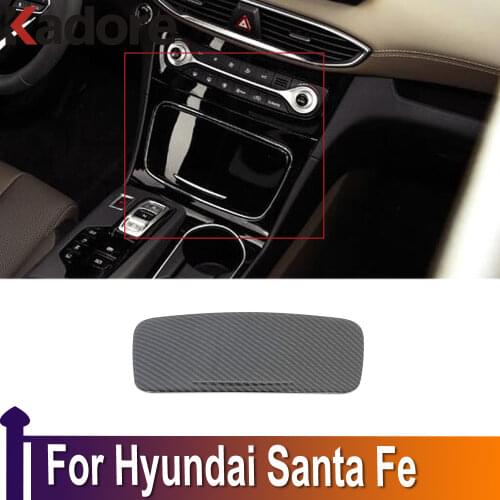 For Hyundai Santa Fe 2019 2020 Carbon Fiber Center Storage Box Panel Trim Ashtray Cover Car Stickers Car Styling Accessories