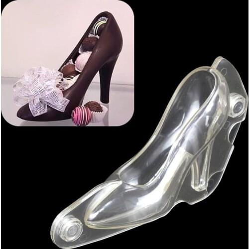 3D lady high-heeled shoes Shape Polycarbonate chocolate Molds With magnet Baking Chocolate Mould Candy Decorating Pastry Tool