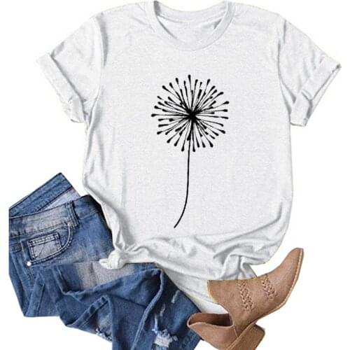 Summer Print Tshirt Flower Pattern Cotton Tops Tees Short Sleeve Loose Tunics Female Womens T-shirts