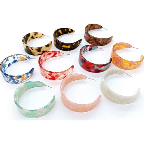 Hot Sale Fashion 10 colors Leopard Acrylic Hoop Earrings Cute Grain Multi-Color Acetate Earrings Women Jewelry 2019 E19058