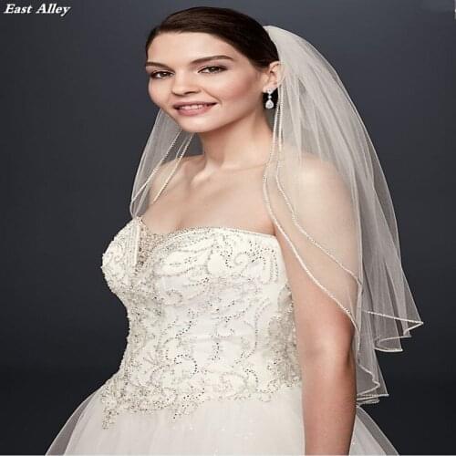Crystal Veil Elbow Length Wedding Veil 2 Layer Bridal Veil White /Ivory Wedding Veil