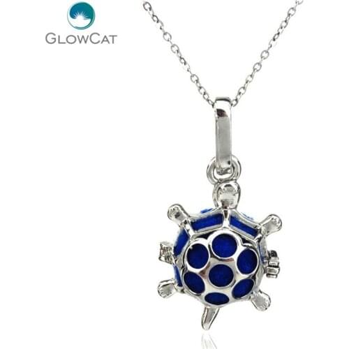 K42 Women Silver Cute Sea Turtle Diffuser Locket Necklace Aromatherapy Steel 16" Aroma Essential Oil Diffuser Locket