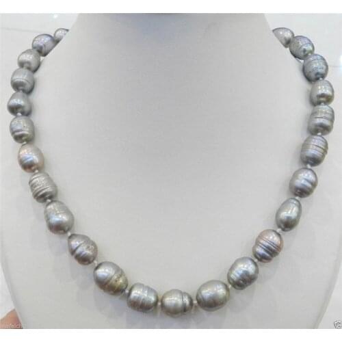 10-11MM SILVER COLOR NATURAL TAHITIAN PEARL NECKLACE 18" AAA