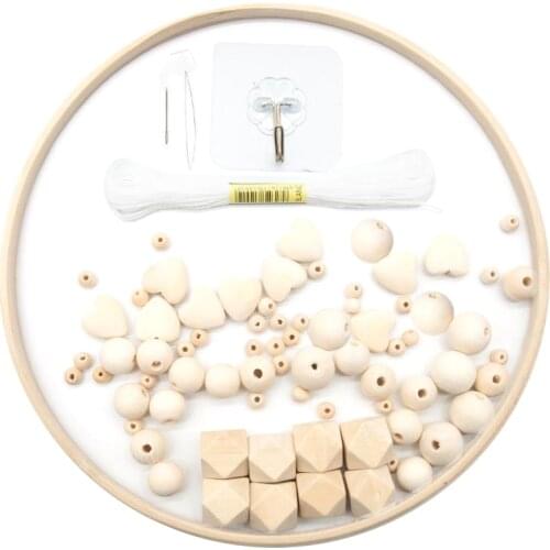 DIY Wooden Frame Kit,Baby Crib Mobile Wind Chime,Crib Bed Wood Mobile Hanger,Wooden Bead,Home Decor Nursery for Kids