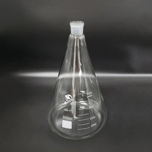Conical flask with standard ground-in mouth,Capacity 5000ml,joint 29/32,Erlenmeyer flask with tick mark
