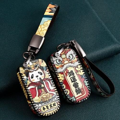 Leather Car Key Case Cover for Fiat Ducato 500 500x 500E Tipo Punto Panda Grande Croma Freemont Uno Alarm Remote Cover