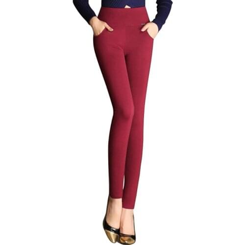 SVOKOR Womens Warm Leggings Solid Plus Velvet Thickening Wear Winter Casual Pants High Waist Large Size Womens Leggings